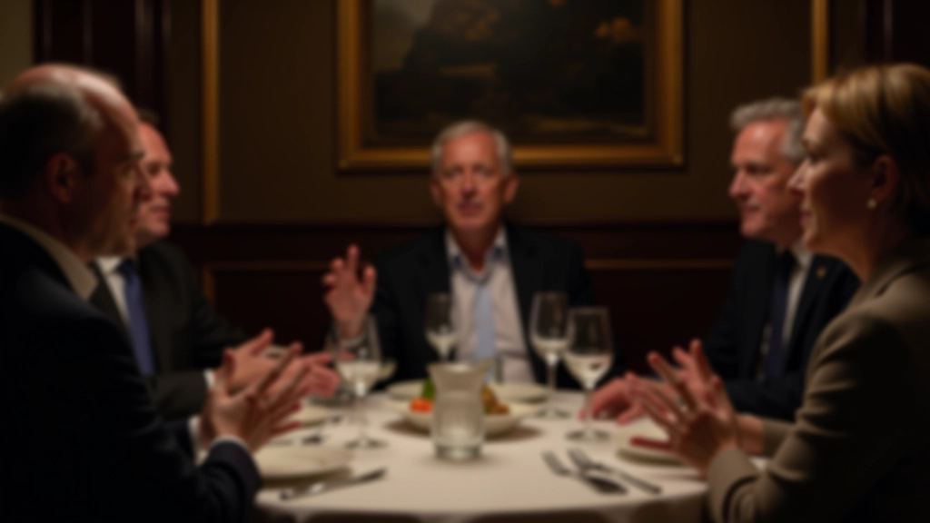 Dramatic moment with group members pointing accusations and debating guilt during murder mystery dinner party climax